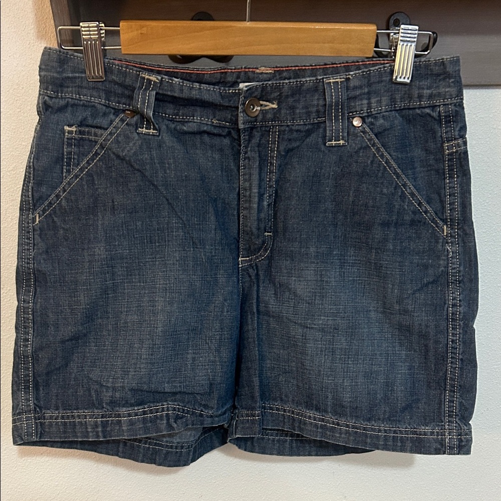 Lee Blue Jean Shorts women pockets hemline double stitched size 8m